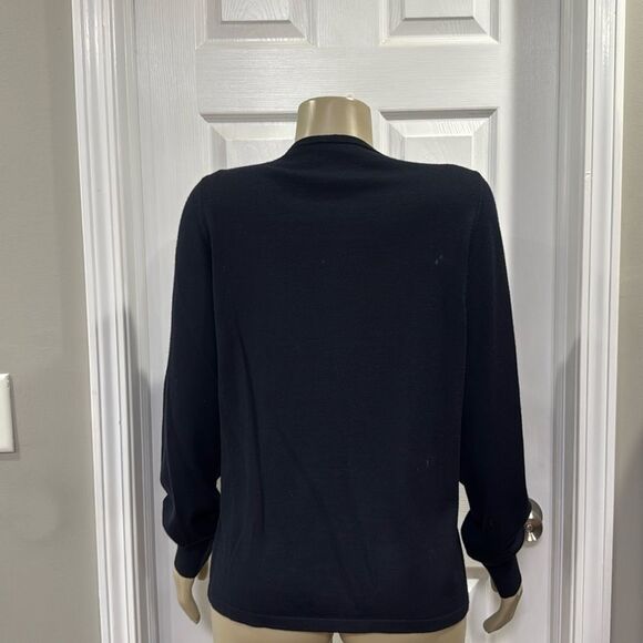 ESCADA BEADED CASHMERE BLEND CARDIGAN XL BLACK. - Picture 2 of 7